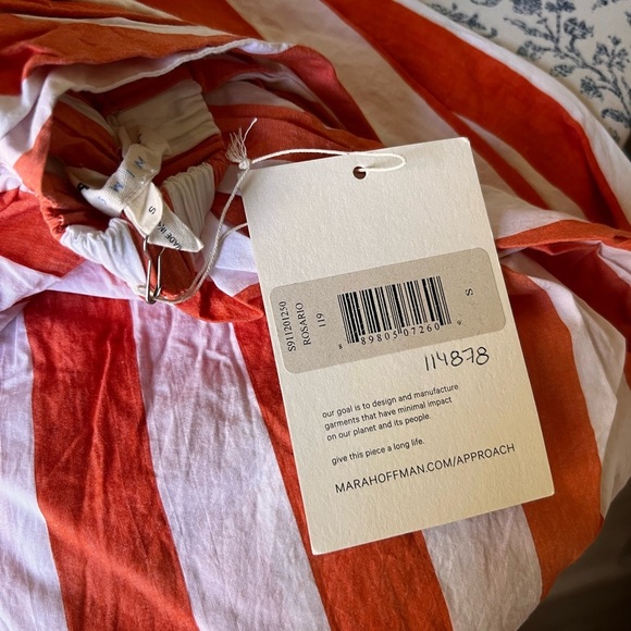 Sasha Belted Striped Organic Cotton- Broadcloth Wide-Leg Pants Mara Hoff… - Picture 7 of 8